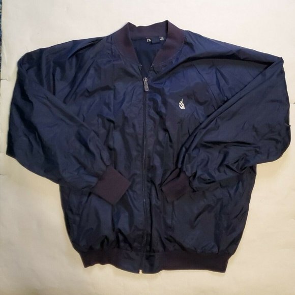 VINTAGE 90's Nautica Spell out Windbreaker/Bomber Jacket zip up Blue Men's L XL - Picture 1 of 10
